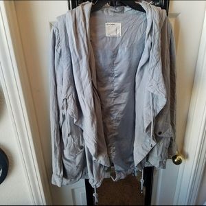 Gray Drape Front Anorak